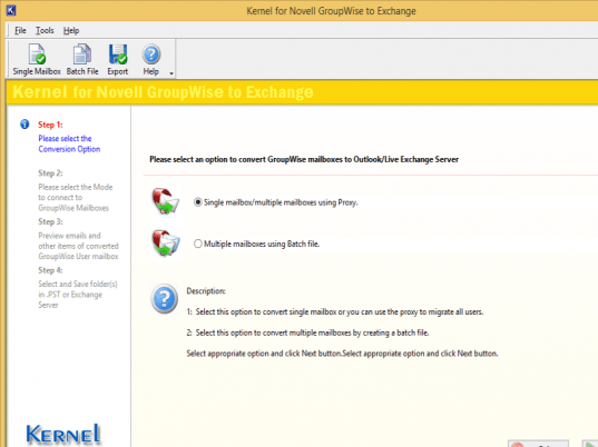 Novell GroupWise to Exchange Screenshot 1
