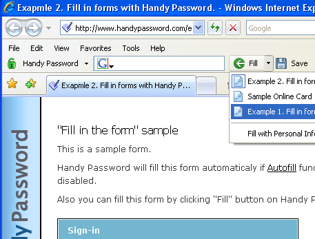 Handy Password Form Filler Screenshot 1
