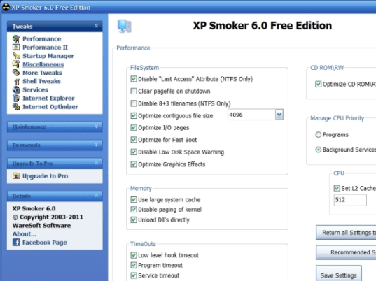 XP Smoker Free Edition Screenshot 1