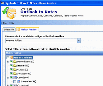 Converting Outlook PST to Lotus Notes Screenshot 1