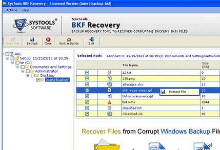 Microsoft BKF Recovery Screenshot 1