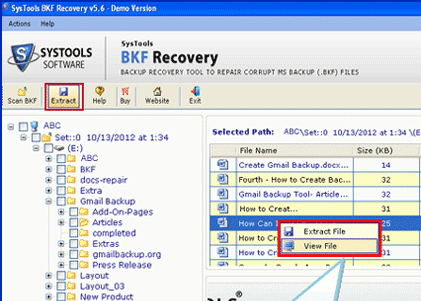 Repair Failed BKF File Screenshot 1