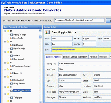 Address Book from Notes to Outlook Screenshot 1
