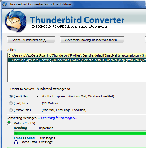 Convert Thunderbird to Outlook 2007 Screenshot 1
