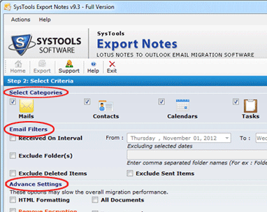 Notes to Outlook Migration Tool Screenshot 1