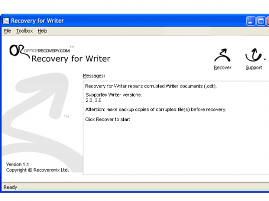 Recovery for Writer Screenshot 1