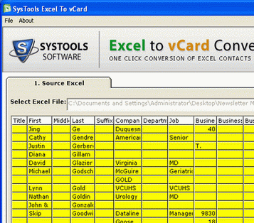 Export Excel to vCard Screenshot 1