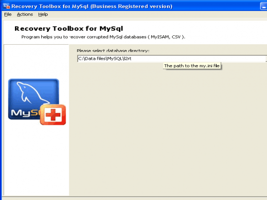 Recovery Toolbox for MySql Screenshot 1