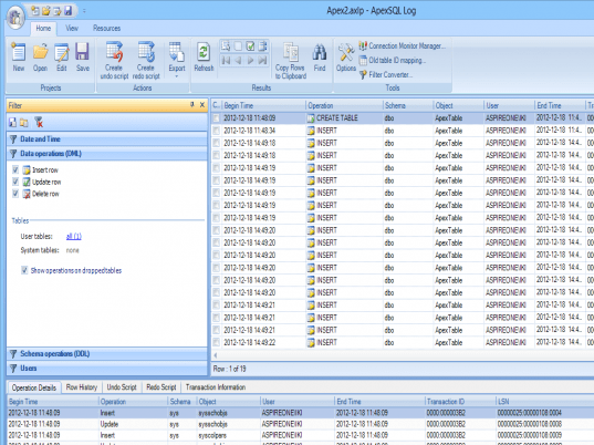 ApexSQL Log Screenshot 1