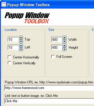 Popup Window Toolbox Screenshot 1