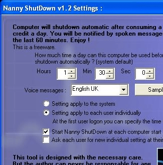 Nanny Shutdown Screenshot 1