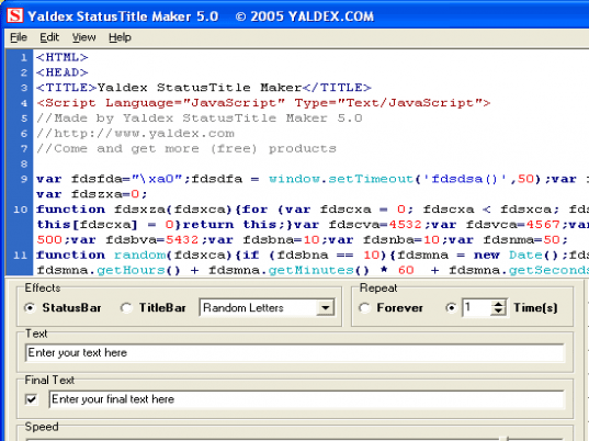 Yaldex StatusTitle Maker 5.5 Screenshot 1