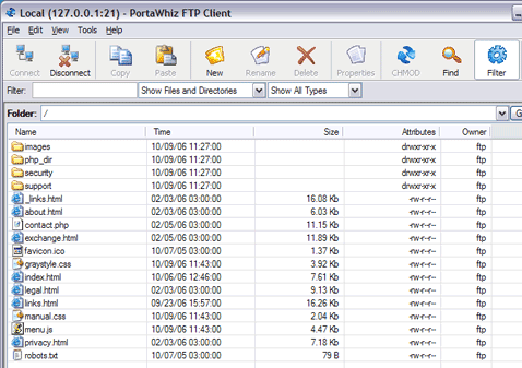 PortaWhiz FTP Client Screenshot 1