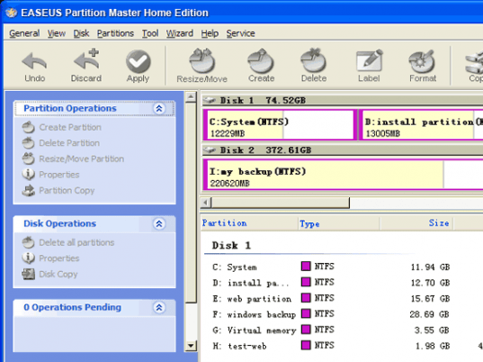 EASEUS Partition Manager Home Edition Screenshot 1