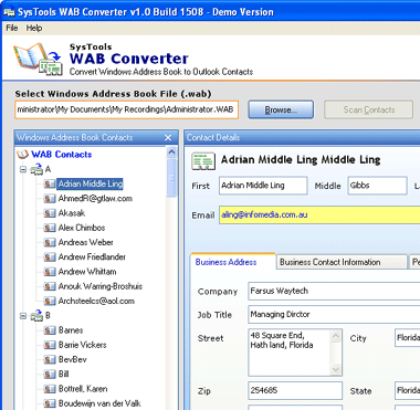 Export WAB to Outlook Screenshot 1