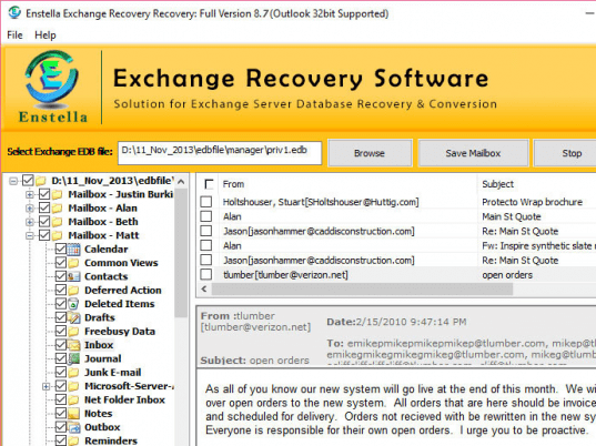Microsoft Exchange Recovery Tool Screenshot 1