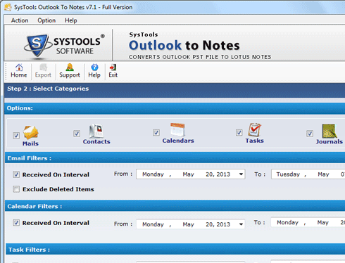Transfer from Outlook to Lotus Notes Screenshot 1