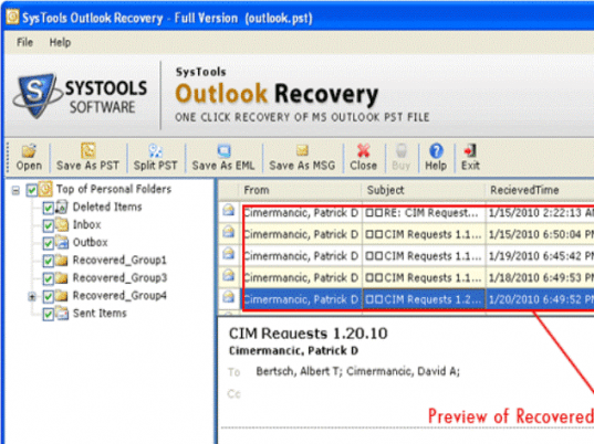 Free Outlook Recovery Software Screenshot 1
