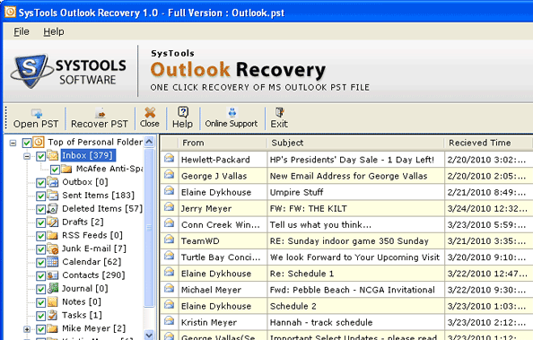 Microsoft PST Repair Software Screenshot 1