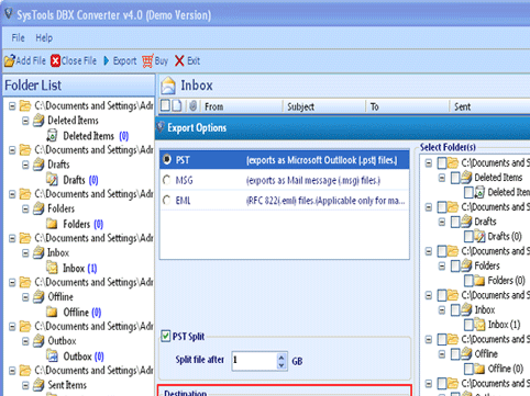 Outlook Express Files to Outlook Files Screenshot 1