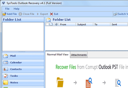 PST File Restore Screenshot 1