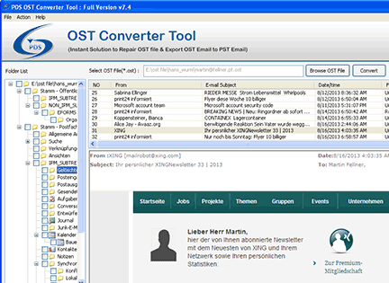 Exchange OST to PST Recovery Software Screenshot 1