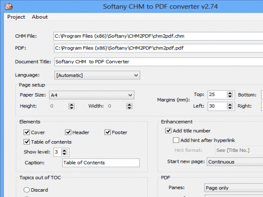 Softany CHM to PDF Converter Screenshot 1