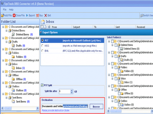 Export Outlook Express Email to Outlook Screenshot 1