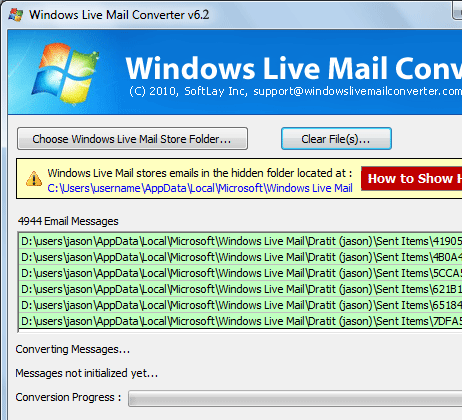 Vista Mail to Outlook 2007 Screenshot 1