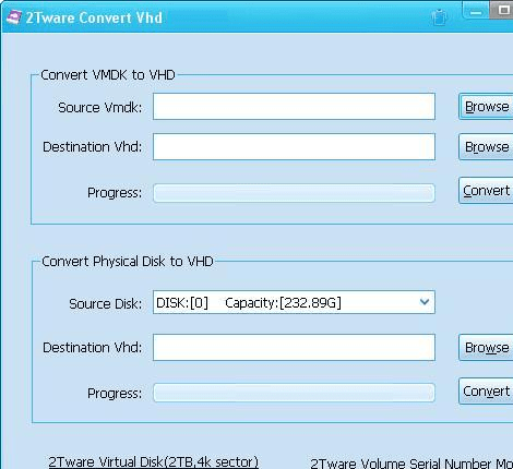 2Tware Convert VHD Screenshot 1