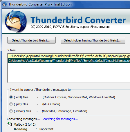Convert Thunderbird to Apple Mail Screenshot 1