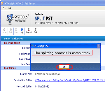 Microsoft PST Split Tool Screenshot 1