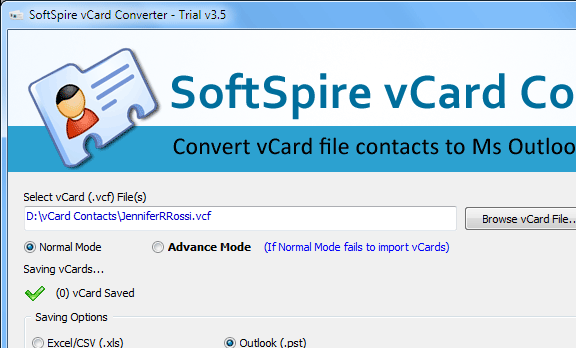 vCard Format to Excel Screenshot 1