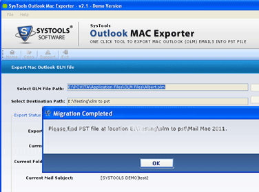 Outlook 2011 for Mac to Outlook Screenshot 1