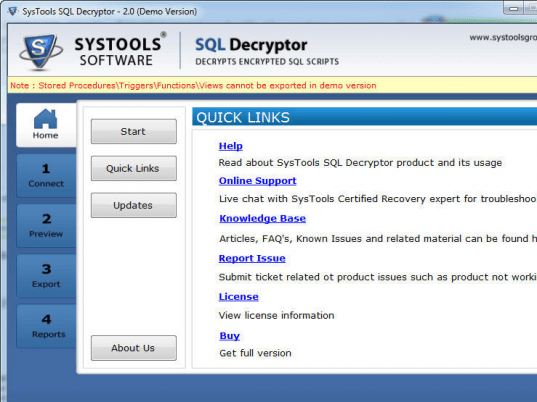 SysTools SQL Decryptor Screenshot 1