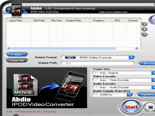Abdio IPOD Video Converter Screenshot 1
