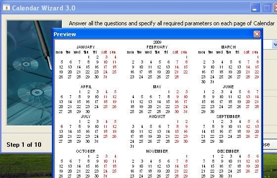 Calendar Wizard Screenshot 1