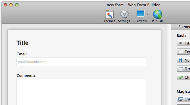 CoffeeCup Web Form Builder Lite for OS X Screenshot 1
