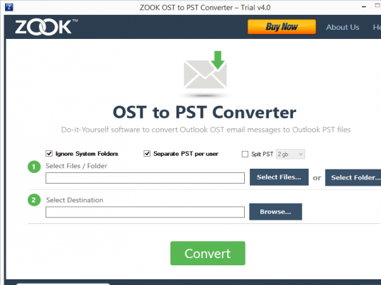 ZOOK OST to PST Converter Screenshot 1