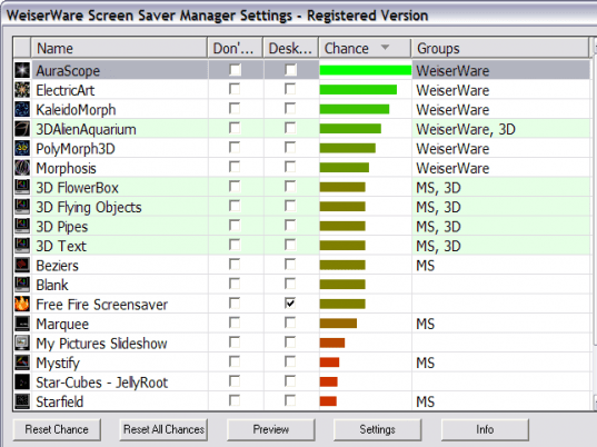 WeiserWare Screen Saver Manager Screenshot 1