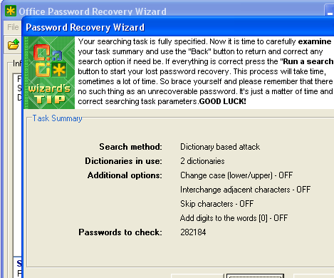 Office Password Recovery Wizard Screenshot 1