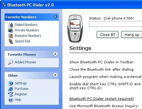 Bluetooth PC Dialer Screenshot 1