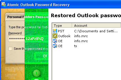 Atomic Outlook Password Recovery Screenshot 1