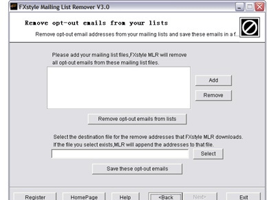 FXstyle Mailing List Remover Screenshot 1