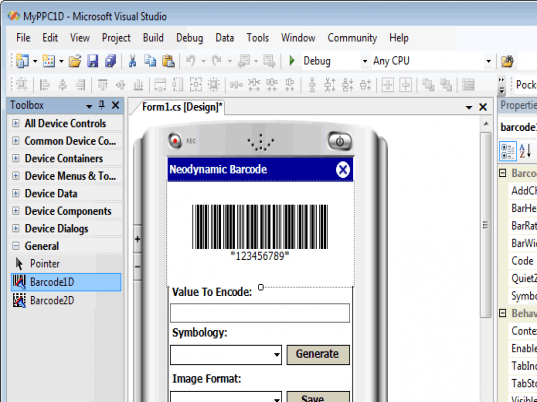 Barcode Professional for .NET Compact Framework Screenshot 1