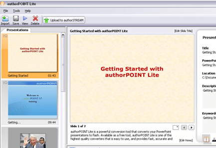 authorPOINT Lite Free PowerPoint to Flash Converter Screenshot 1