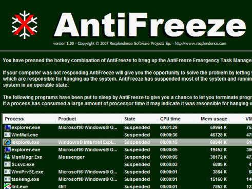 AntiFreeze Screenshot 1