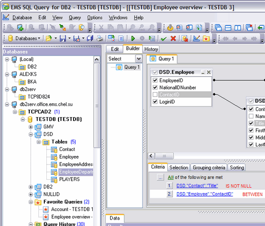 EMS SQL Query for DB2 Screenshot 1