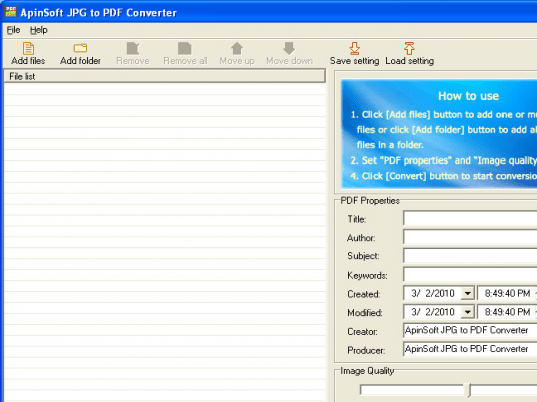ApinSoft JPG to PDF Converter Screenshot 1