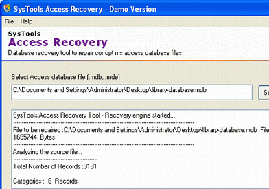 Perfect Access Database Repair Software Screenshot 1